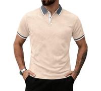 Polo ete Polo Jacquard Manches Courtes Resistant Facile Assortir adapte Toutes morphologies Jean Pantalon Chino Rencontre ami Loisir detente Khaki Grand (l)