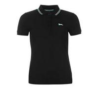 Polo Femme - Lonsdale - Noir - Logo Lion Blanc - 100% Coton - Manches Courtes S