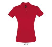 Polo Femme - Marque M - Rouge - Manches courtes - Coupe cintrée - 100% coton peigné Ringspun S
