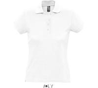 Polo Femme - Passion - Blanc - Manches courtes - Coupe ajustée - 100% coton peigné Ringspun L