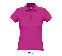 Polo Femme - Passion - Fuchsia - Manches courtes - 100% coton peigné - Coupe ajustée L
