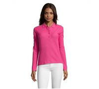 Polo femme - Podium - Rose - Manches longues - 100% coton - Coupe cintrée L