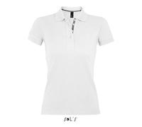 Polo femme - Portland - Blanc - Maille piquée 200 - Coupe ajustée - Manches courtes XS