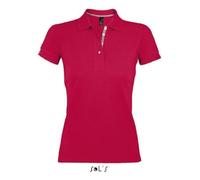 Polo femme - Portland - Rouge - Manches courtes - 100% coton - Coupe ajustée L