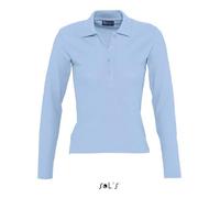 Polo femme - SOL'S - Ciel - 100% coton - Manches longues - Coupe cintrée S