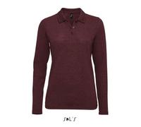 Polo Femme - Sol's - Perfect Lsl - Bourgogne chiné - Manches longues - Col polo XL