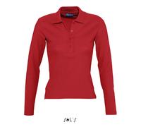 Polo femme - Podium - Rose - Manches longues - 100% coton - Coupe cintrée L