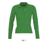 Polo femme - SOL'S - Vert Prairie - Manches longues - 100% coton - Coupe ajustée XL