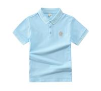 Polo-Garçons Adolescents Manches Courtes/Longues en Polyester Recyclé et Coton Boutons Coupe Ample Respirant Doux Confortable Décontracté pour Automne Printemps Cole Cérémonie