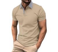 Polo gaufré à manches courtes et col boutonné pour homme - Coupe ajustée, Z01-Khaki Polo pour homme, S