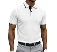 Polo gaufré décontracté à manches courtes pour homme, blanc, S