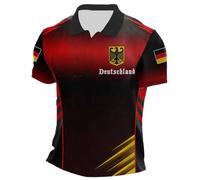 Polo Golf Homme,Chemise Homme Manches Longues,Hommes Décontracté Imprimé Élégant Version Européenne et Allemande Seconde Guerre Mondiale Style Moderne (Red, L)