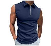 Polo Golf Homme sans Manches- Débardeur Sport Couleur Unie Chic Col Revers avec Zippée Décontracté Coupe Slim Respirante Gilet Confortable Passe-Partout De Tous Les Jours Tempérament Top