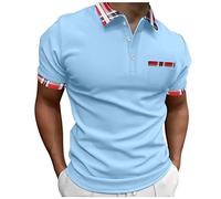 Polo grande taille pour homme, coupe classique, confortable pour vêtements de travail surdimensionnés et tuniques de style décontracté fluide, bleu clair, XXL