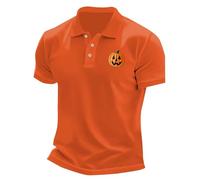 Polo Happy Halloween pour homme Jack O Lantern Chemise boutonnée citrouille T-shirts à manches courtes T-shirts costumes hauts, A01-orange Polo Halloween pour homme, M