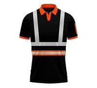 Polo haute visibilité à manches courtes pour homme 2 tons contrastés Tailles S à 2XL, Orange Noir, XL