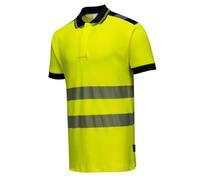 Polo haute visibilité - Portwest - Vision - Jaune/Noir - Tissu respirant - UPF 35+ - CE certifié XL