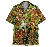 Polo hawaïen pour homme - Imprimé floral 3D - Manches courtes - Moderne - Coupe ajustée - Été - Décontracté - Sans col - Festival rétro vintage - Plage hawaïenne - Néon - Disco - Funny Party, R vert