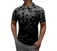 Polo Homme À Manche Courtes À Col Rever Polo Homme Boutons Rayures Imprimés Regular Fit T-Shirt Manche Courtes Printemps Et Été Comfort Tendance Sports T-Shirt Golf pour Décontractés Et Quotidien