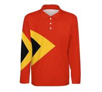 Polo Homme À Manches Longues Style Décontracté Idéal Pour L'Automne Orné Du Drapeau De La République Du Timor-Leste Ce Polo Léger À Séchage Rapide Est Parfait Pour Le Travail Et Les Loisirs Taille L