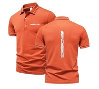 Polo Homme Aeag Col Classique à Deux Boutons - Confortable, Léger et Stretch - été Manches Courtes T-Shirt Décontracté (Rouge Orangé,Grand)