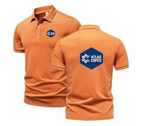 Polo Homme ATL_as-Cop_co Col Classique à Deux Boutons - Confortable, Léger et Stretch - été Manches Courtes T-Shirt Décontracté (Orange,TG)