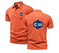 Polo Homme ATL_as-Cop_co Col Classique à Deux Boutons - Confortable, Léger et Stretch - été Manches Courtes T-Shirt Décontracté (Rouge Orangé,TTG)