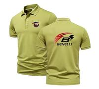 Polo Homme Bene_lli Col Classique à Deux Boutons - Confortable, Léger et Stretch - été Manches Courtes T-Shirt Décontracté Top (Vert Clair,Grand)