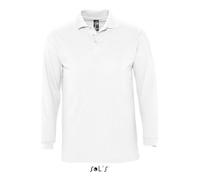 Polo Homme Blanc - L - Manches longues - Maille piquée 210 - 100% coton peigné Ringspun L