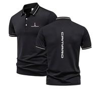 Polo Homme Cama-o Col Classique à Deux Boutons - Confortable, Léger et Stretch - été Manches Courtes T-Shirt Décontracté (Noir,TTG)