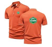 Polo Homme Cla_as Col Classique à Deux Boutons - Confortable, Léger et Stretch - été Manches Courtes T-Shirt Décontracté Tee (Rouge Orangé,TTG)
