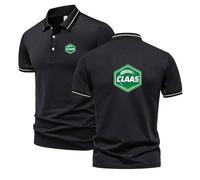 Polo Homme Cla_as Col Classique à Deux Boutons - Confortable, Léger et Stretch - été Manches Courtes T-Shirt Décontracté Tee (Noir,Grand)