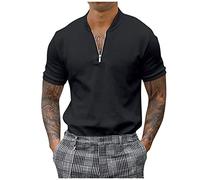 Polo Homme été Léger Tee Shirt Homme Casual Chic Polo Homme Manches Courtes Col Mao Zippé T Shirt Homme Slim Fit Tshirt Homme Sport Respirant Tee Shirt Travail Homme Polos Homme Travel Confortable