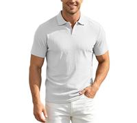 Polo Homme Golf,Classic Solid Shirt for with Button Down Collar Short Sleeve Casual Top for Everyday Wear Breathable Blend
