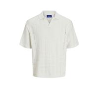 Jack and Jones Polo en Tricot à Manches Courtes et col en V, Couleurs:Blanc, Size:XXL