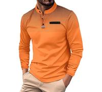 Polo Homme - Longues s décontracté Patchwork Pois imprimés Chemises Vacances Hauts (Orange S)