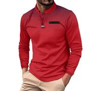 Polo Homme, Longues s décontracté Patchwork Pois imprimés Chemises Vacances Hauts (Red L)