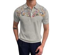 Polo Homme Manche Courte Mode Imprimé Chemise Col Boutonné Homme Ample T-Shirt Casual Revers Travail Pullover Simple Classique Beau Hauts Confort Stretch Marque Décontracté Tops Multicolore