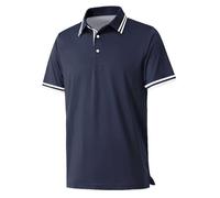 Polo Homme Manche Courte Sport Couture Contrastée - Design à Points de Couleur (FR/ES, Alpha/Lettres, 3TG, Taille Normale, Taille Normale, model01)