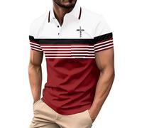 Polo Homme Manches Courte Col Montant Polo Homme avec Boutons Imprimés Slim Fit T-Shirt Manche Courtes Printemps Et Été Comfort Tendance T Shirt pour Casual Et Quotidien