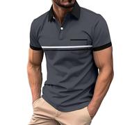 Polo Homme Manches Courtes à Séchage Rapide Shirts Surdimensionné et Ample T-Shirt Couleur de Contraste Regular Fit Été pour Outdoor Sport Casual (Red, XXL)
