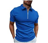 Polo Homme Manches Courtes Col V T Shirt D'été Manches Courtes Sportswear, Amazon Essentials Homme - Travail Coton Leger Tshirt Golf Pas Cher Haut Top(Bleu Royal,XL)