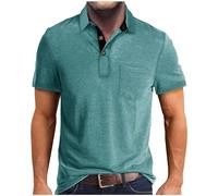Polo Homme Manches Courtes Col V Tshirt D'été Manches Courtes Sportswear, Amazon Mon Compte - Leger Slim Fit Coton T Shirt Travail Pas Cher Haut Top(Bleu Turquoise,M)