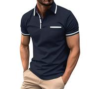 Polo Homme Manches Courtes Col V Tshirt Été Manches Courtes Sportswear, Amazon Mon Compte - Golf Sport Travail T Shirt Coton Pas Cher Blouse Top(Marine,L)