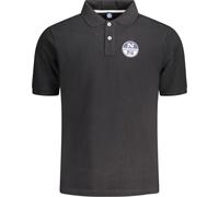 Polo homme manches courtes noir avec boutons et logo imprimé, taille : S Couleur : Nero