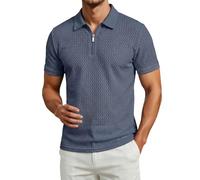 Polo Homme Manches Courtes Polos Homme Chemise Golf Poloshirt Tricot Texturé Col Zip Respirant Sport AthléTique Design Moderne Coupe Confort