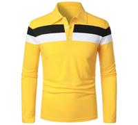 Polo Homme Manches Courtes Rayé Bicolore Sport Golf Rugby Été | Coton doux respirant, coupe ample décontractée, idéal quotidien été plage, cadeau tendance homme. Léger et confortable.