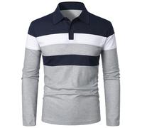 Polo Homme Manches Courtes Rayé Bicolore Sport Golf Rugby Été | Coton doux respirant, coupe ample décontractée, idéal quotidien été plage, cadeau tendance homme. Léger et confortable.