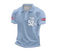 Polo Homme Manches Courtes Slim Fit - Chemise Boutonnée À Manches Courtes pour Motif Drapeau Britannique Décontractée Confortable Respirante pour L'Été Élégante Et Tendance (Light Blue XXXL)