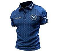 Polo Homme Manches Courtes, Thème Écosse, Maillot de Foot Imprimé Lion Écossais, Croix de Saint André, Chardon et Scotland, Polos pour Supporter de Match Football et Quotidienne Haut de Fan Ete Chic